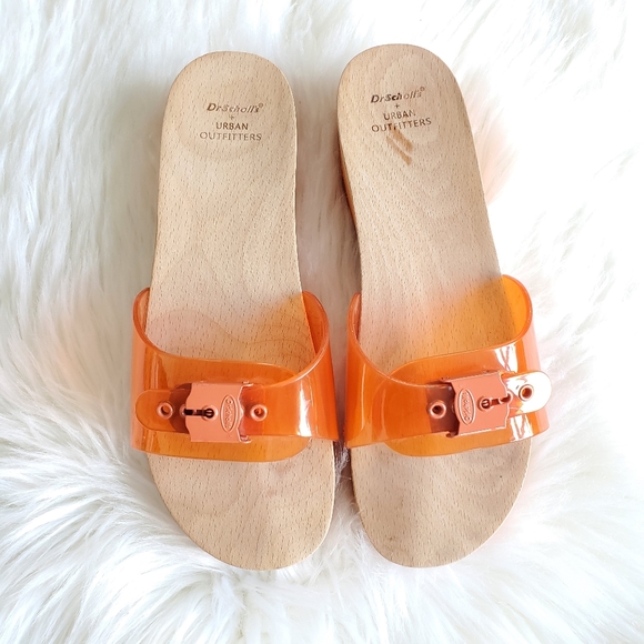 Dr Scholl's X Urban Outfitters Jelly Sandals 8/38 Adjustable Buckle Orange - Picture 1 of 9